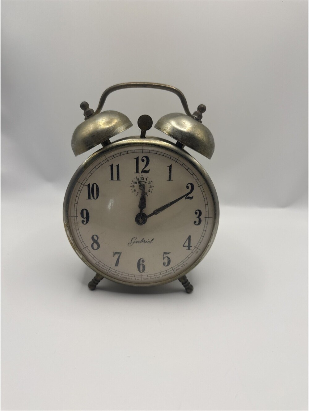 Gabriel Robertshaw Lux Brass Copper Twin Bell Alarm Clock Lebanon Tenn -Vintage